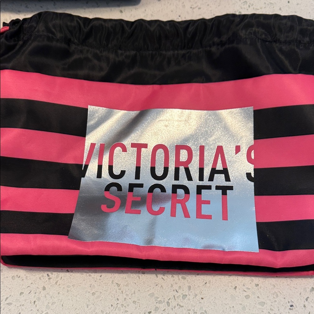 Victoria's Secret Pink and Black Striped Pouch